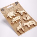 6 adorrnos de madera origami fauna