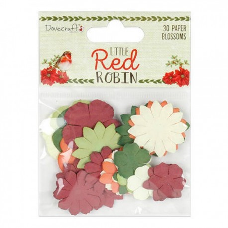 30 flores de papel Little red robin